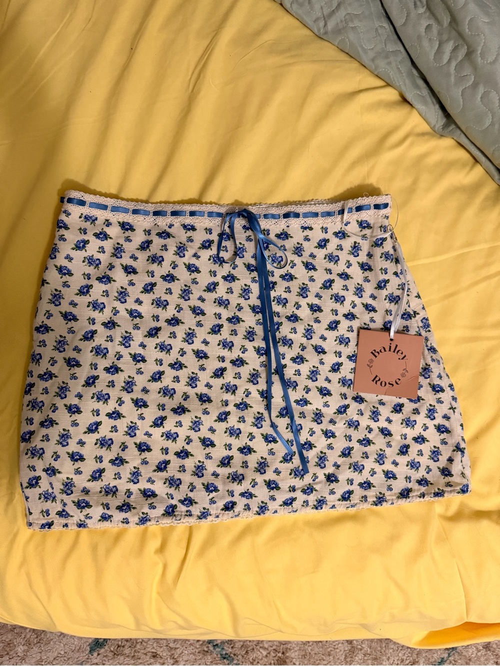 Blue Floral Mini Skirt